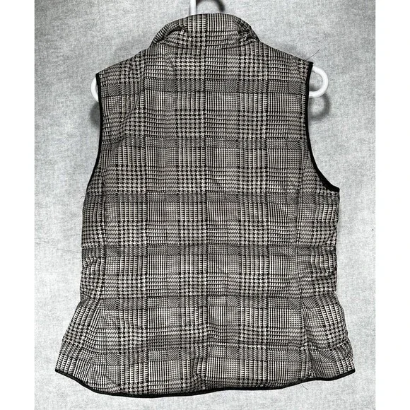 Banana Republic Down Quilted Puffer Vest Size Small Black & White Plaid - Picture 3 of 8